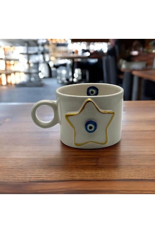 Altın Yaldız Yıldız Nazar Fincan Mug
