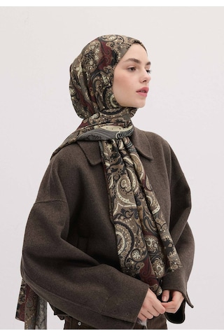 Freshscarfs Etnic Paisley Desen Şal Tozlu Kahve
