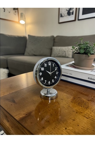 Büro Ev Ofis Hediyesi İçin 20x25cm Krom Metal Prestij Masa Saati Diğer 54941492