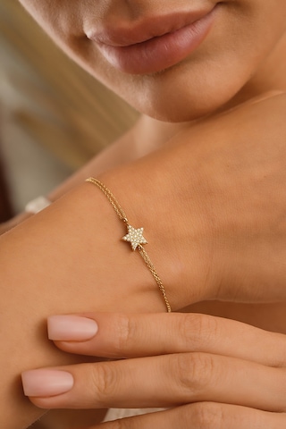 Sefa Gold 14 Ayar Altın Taşlı Yıldız Bileklik Sarı - Beyaz Altın