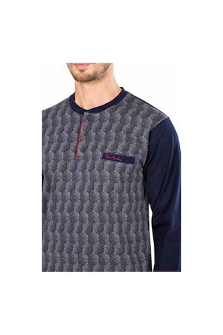 Pierre Cardin Uzun Kollu Çeyizlik Jakarlı Kışlık Pijama Takım5465