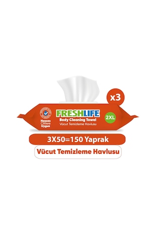 2 Xl Vücut Temizleme Havlusu 3x50 150 Yaprak Tekli