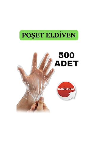 Elpo Şeffaf Poşet Eldiven 5x100'lü 1 Paket 100 Adet Tek Kullanımlık