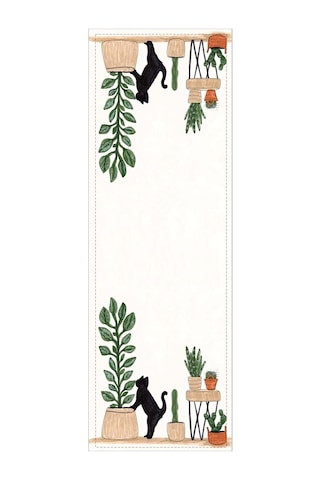 Viva Home 40x140cm Runner Dokuma Leke Tutmaz Premium Tay Tüyü Kumaş Masa Örtüsü Kaktüslü Rnr444 Diğer