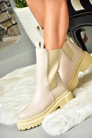 Fox Shoes N280349009 Bej/bej Kalın Tabanlı Günlük Kadın Bot Bej/bej-suni Deri Bej - Bej