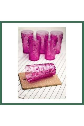 En-cag Akrilik Pembe 6'lı Uzun Bardak & Su Meşrubat Bardağı 750 Ml Büyük Boy & Cam Değildir Bss