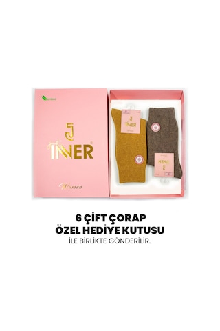 Just Inner Kadın 6 Lı Çorap Kışlık Koyun Yünü Premium Ayak Sağlığı 23600 Renkli-4