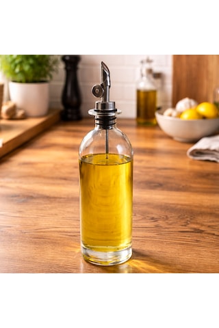 Porsima 3890-1 Gümüş Sızdırmaz Kapaklı Cam Yağlık Sirkelik Yağdanlık 500 Ml Şefaf