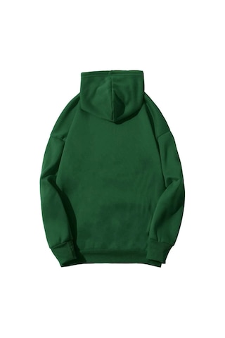 New York Sweatshirt - Yeşil Baskılı Oversize Kapüşonlu Yeşil