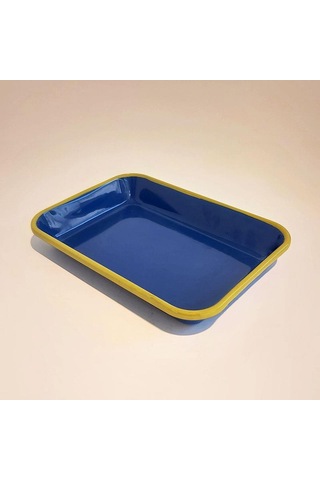 Emaye Meze Tabağı Kobalt F.yeşil 27 X 19 Cm Kobalt