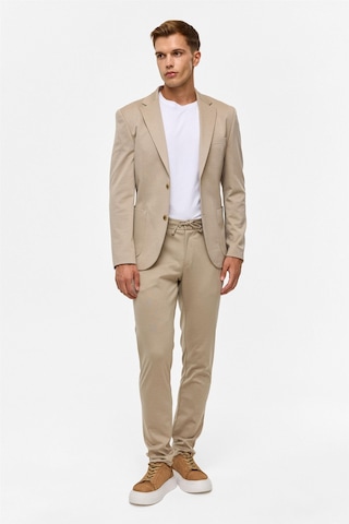 Süvari Bej Slim Düz Mono Yaka 6 Drop Takım Elbise-38720 Bej