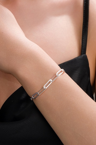 Gümüş Ataç Noktalı Kalem Lazer İşlemeli Ve Sade Zincir Hallow Taşsız Bileklik Rose Gold