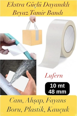 Premium Çok Amaçlı Su Geçirmez Sızdırmaz Dayanıklı Izole Beyaz Tamir Bandı 48 Mm 10 Mt 1 Adet
