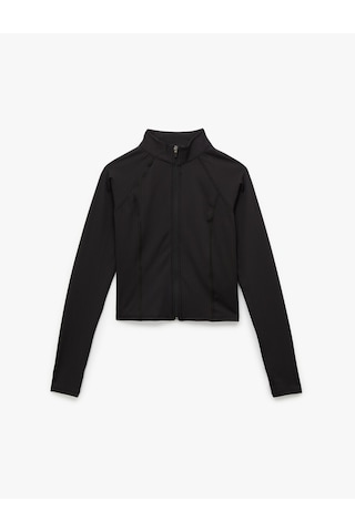 Koton Uzun Kollu Fermuarlı Slim Fit Spor Tişört Siyah 6sak10111nk Siyah