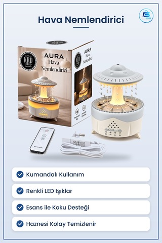 Hava Nemlendirici Kumandalı Led Yağmur Bulutu Buhar Ve Koku Gider