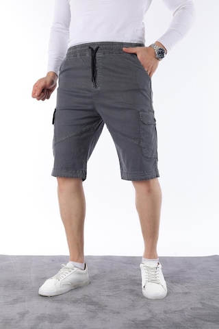 Classics Men Erkek Comfort Fit Keten Bel Lastikli Cepli Kapri Şort Gri