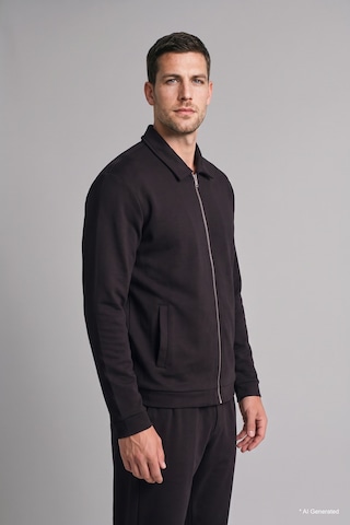 Defacto Regular Fit Polo Yaka Fermuarlı Basic Sweatshirt Hırka H9523ax26wnbk81 Siyah-bk81