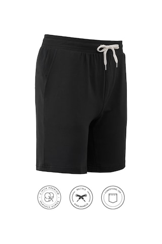 Elemge Pamuklu Erkek Siyah Casual Şort Yan Cepli Bağcıklı Regular Fit Boru Paça Günlük Bermuda 2 Iplik