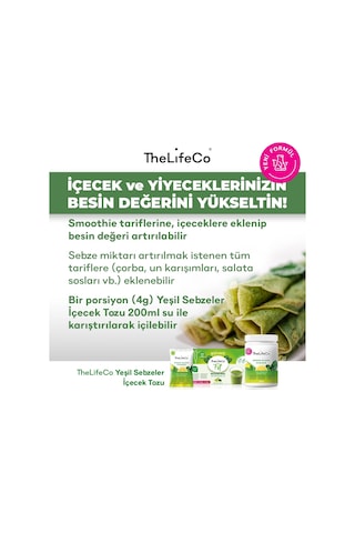 Thelifeco Green Blend Yeşil Sebzeler İçecek Tozu 120 G