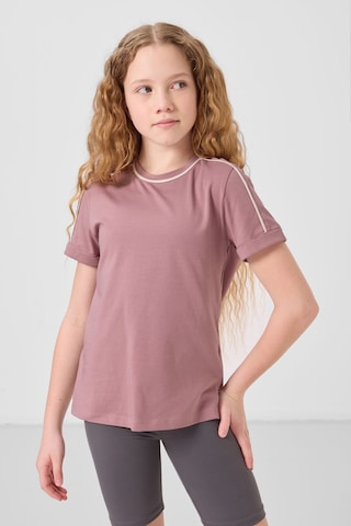 Gül Kurusu Pamuklu O Yaka Standart Fit Basic Kız Çocuk T-shirt - 75177 Gülkurusu