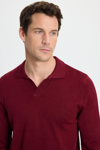 Tudors Erkek Standart Fit Normal Kesim Polo V Yaka Bordo Triko Kazak-35697 Bordo