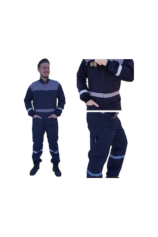 Uniprom Erkek İş Tulumu Boy Tulum Mevsimlik Lacivert-gri