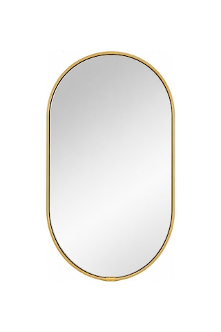 Gold Çerçeveli Dekoratif Duvar Aynası, 30 Cm, Gold Asma İpli Modern Salon Banyo Antre Makyaj Aynası Altın