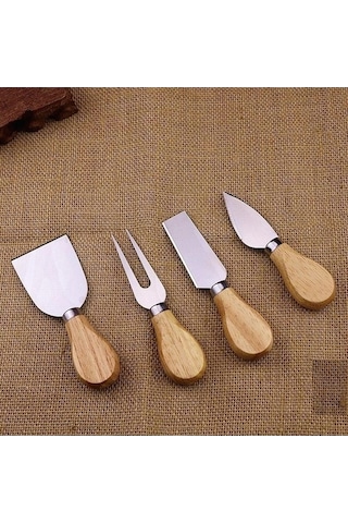 Createtech Bosphorusboutique Sones Seti - 4 Adet Çelik Ve Bambu Peynir Kesici Diğer