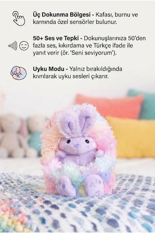 Gioc-hi Prezio-si Sevimli Etkileşimli Tavşan Bo 50 Ses Tepkili Uyku Modlu Eğitici Ve Öğretici Peluş Çok Renkli