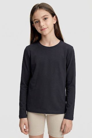 Antrasit O Yaka Standart Fit Basic Uzun Kollu Unisex Çocuk T-shirt - 11329 Antrasit