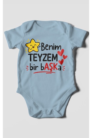 Morivokids Benim Teyzem Bir Başka Kısa Kollu Bebek Body %100 Pamuk Bebe Mavisi