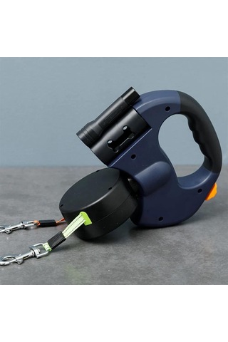 Suofeng Led Fenerli Otomatik Uzatılabilir İki Kollü Köpek İpi - Orta Küçük Irk İki Köpek İçin Sürüş Kiti