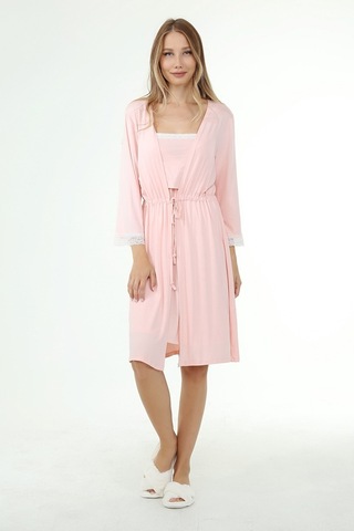Luvmabelly Myra9650 Sabahlıklı Önden Bölmeli Dantelli Emzirme Geceliği -pembe-pembe