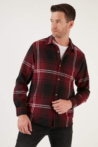 Buratti Ekoseli Uzun Kollu Slim Fit Kışlık Erkek Gömlek Cf21W112844 Bordo