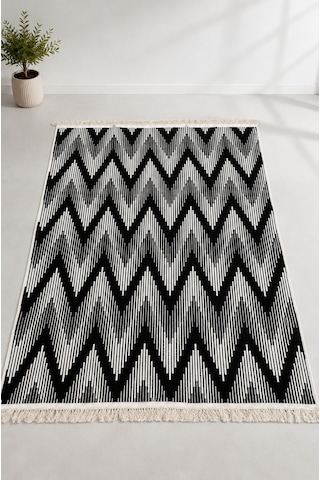 Kilim Paspas Çok Amaçlı Halı Makinede Yıkanabilir Toz Yapmaz Siyah 2