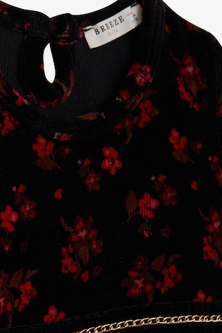 Breeze Kız Çocuk Kadife Elbise Çiçekli 2-6 Yaş, Siyah