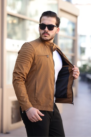 Mero Life Erkek Taba Su Ve Rüzgar Geçirmez Slim Fit Astarlı Mevsimlik Mont Taba