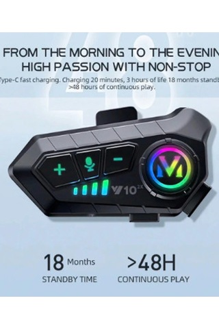 Y10 2x Motosiklet Kask İntercom Çift Eşleşme Rgb Işıklı Blu Tdrtr