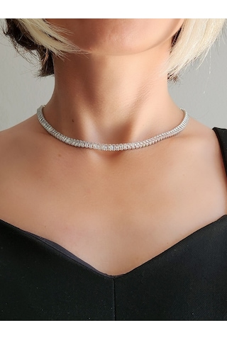 Su Yolu Baget Model Silver Gümüş Renkli Çelik Kolye Gümüş