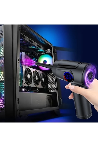 Honeybeeshop Siyah 51000 Rpm Yüksek Güçlü Kablosuz Elektrikli Hava Üfleyici 4 Hız Lcd Ekran Usb C Şarj Taşınabilir Hava Üfleyici Bilgisayar Klavye Oyun Konsolu Temizlik