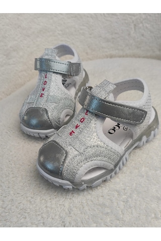 Muggo Slyvester Günlük Önü Kapalı Cırtlı Unisex Çocuk Sandalet Gri