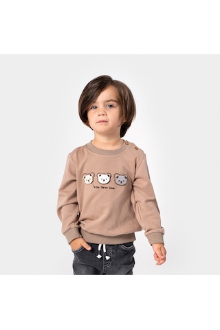 Overdo Kids Erkek Çocuk 1-4 Yaş Aplike Ayıcıklı Sweat - Agri Çok Renkli