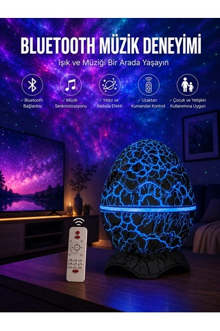 Mey İthalat Dinozor Speaker Renk Değiştirme Projeksiyon Modu Bluetooth Hoparlör Gece Lambası Yeni Nesil