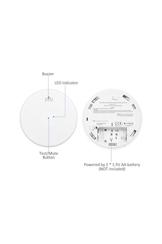 Yifomall Tuya Wifi Akıllı Duman Ve Karbonmonoksit Kombine Algılayıcı - Co & Duman Sensörü, 85db Alarm, Smart Life Uygulaması Pil Dahil Değil