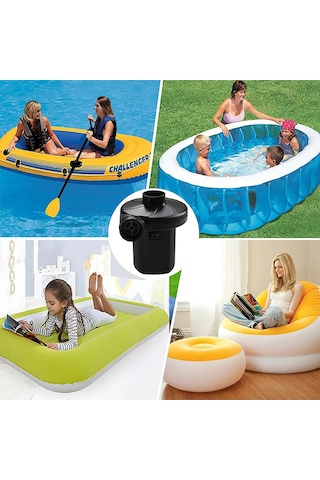 Tenfowee 12v Dc 50w Elektrikli Hava Pompa, Enflasyon-deflasyon Fonksiyonu, 3 Adaptörlü, Araç Ve Ev Kullanıma Uygun, Havlu Yatağı, Havuz Oyuncakları İçin