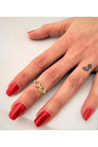 GOLD KAPLAMA KARARMAZ GÖZLÜK FİGÜR ALTTAN AYARLI EKLEM YÜZÜK-YÜZÜK10 Altın