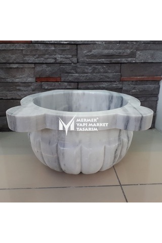 Marmara Pijamalı Kavun Dilimli Mermer Kurna