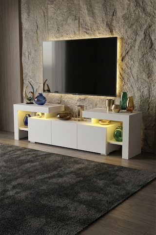 Burc Ledli Tv Ünitesi 200 Cm Beyaz