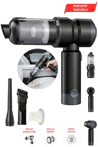 Steiner 20000pa Güçlü Portatif Vakumlu Kablosuz Üfleme Özellikli Mini Araç Süpürgesi Type-c Şarjlı 20000 Pa