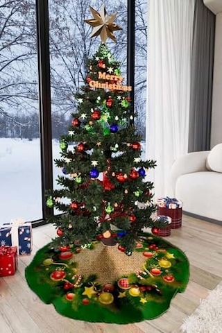 Yeşil Yılbaşı Çam Ağacı Altı Örtüsü 68x68cm Ao05 Yeşil Tek Ebat Diğer